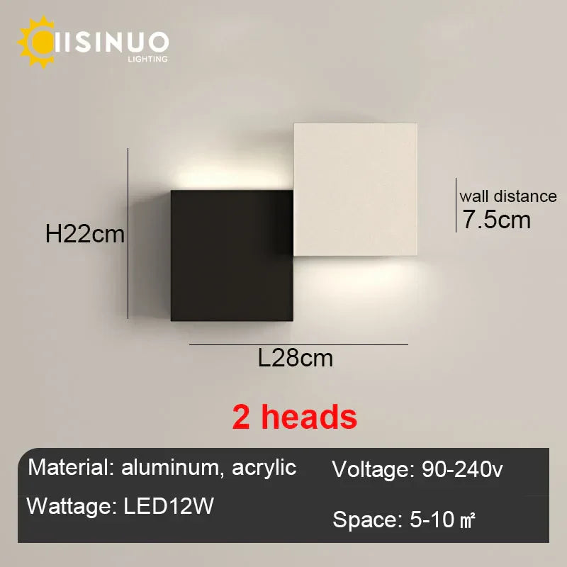 DecorBites™ Geometric LED Wall Sconce Black White Light for Living Room Bedroom Hallway