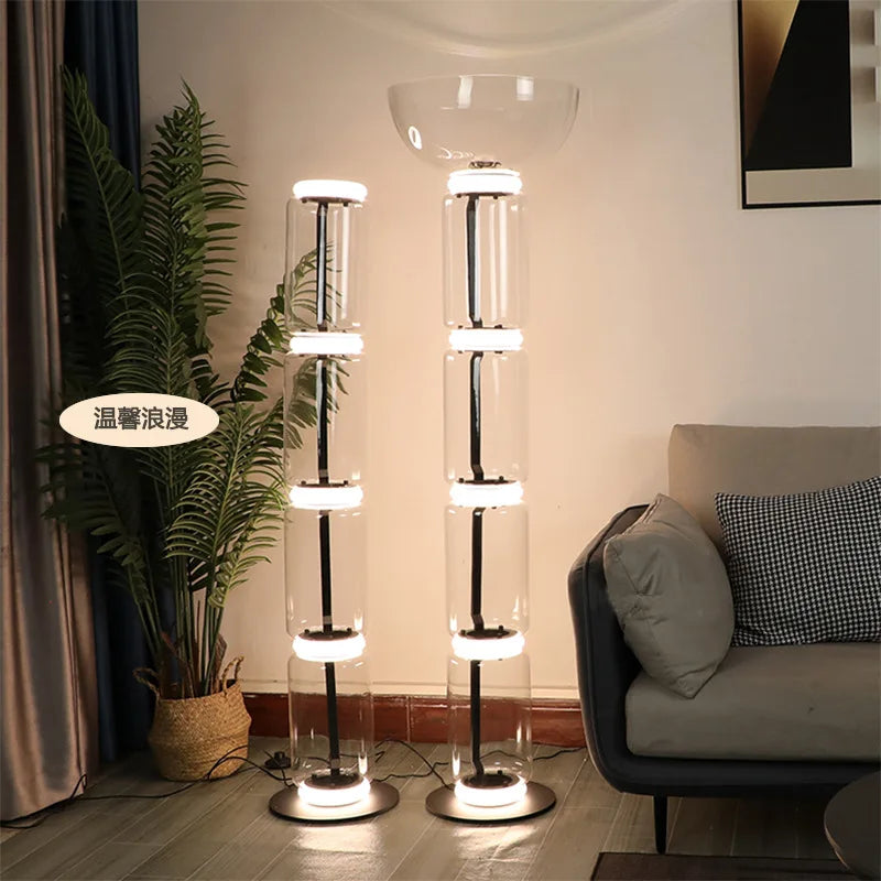 مصباح أرضي زجاجي ثقيل DecorBites™ LED: إضاءة نوردية حديثة لغرفة المعيشة وغرفة النوم