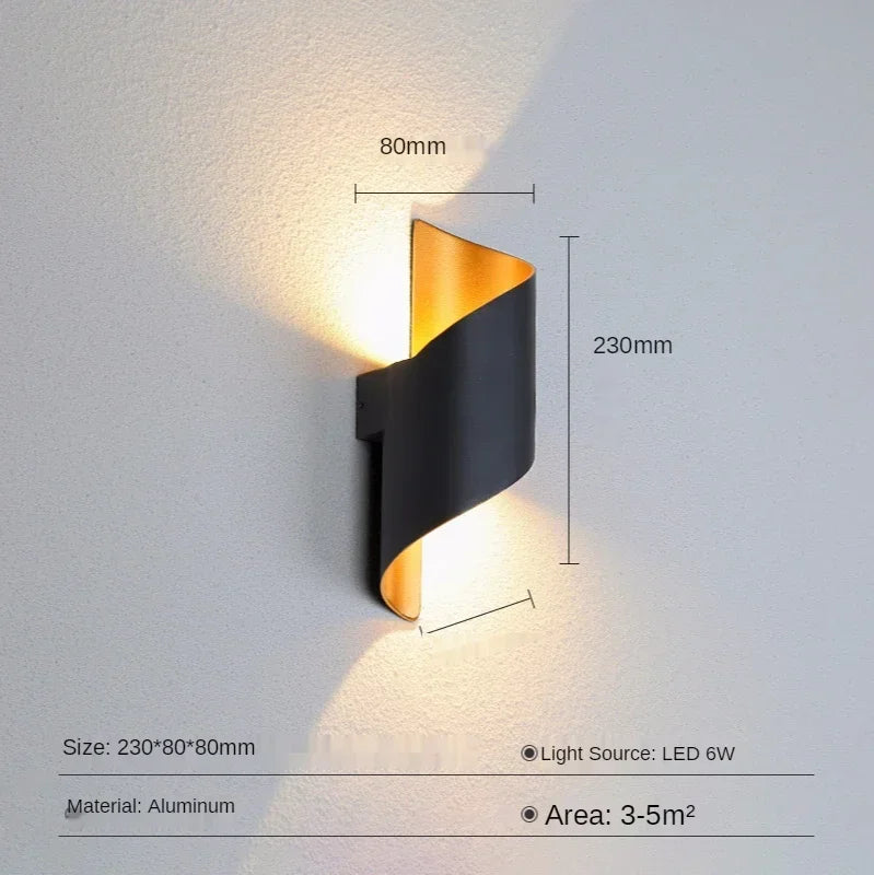 DecorBites™ Aluminum Outdoor Wall Lamp with Spiral Up and Down Light
