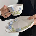 DecorBites™ 3D Embossed Tulip Ceramic Coffee Mug - Handcrafted Irregular Flower Cup