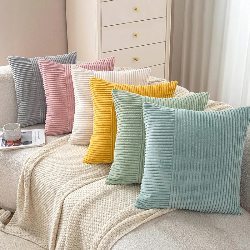DecorBites™ Corduroy Striped Body Pillow: Soft Lumbar Support & Cozy Home Decor