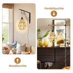 Vintage Industrial Hemp Rope Plug-In Pendant Light