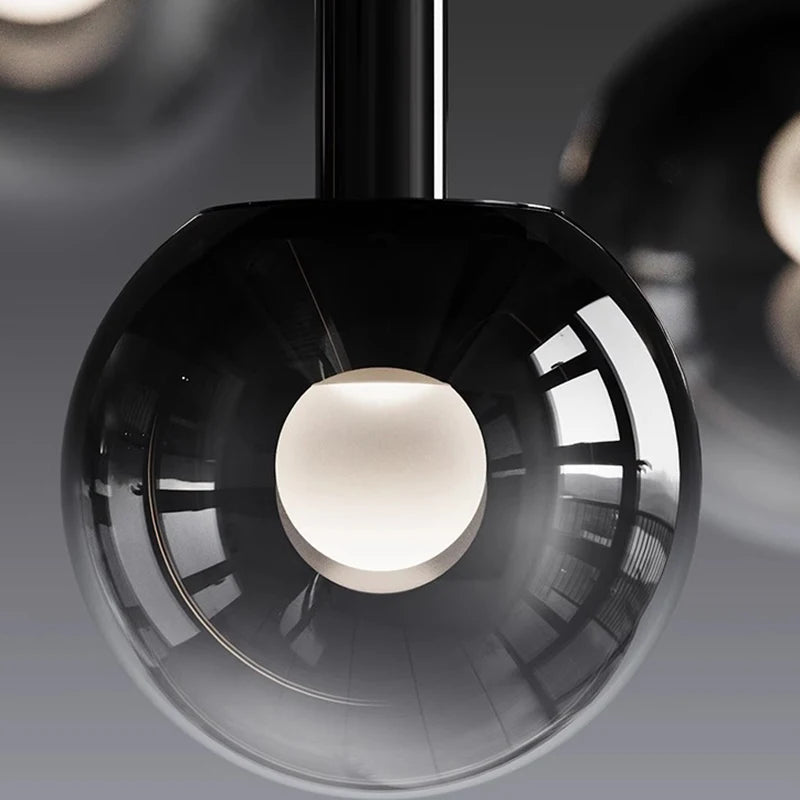 Smoke Gray Glass Multi-Light Staircase Pendant Light