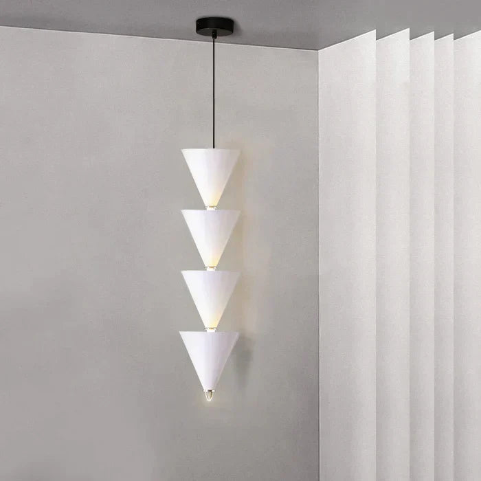 DecorBites™ Cream Bedroom Chandelier: Minimalist Designer Conical Long Line Branched Light Fixture
