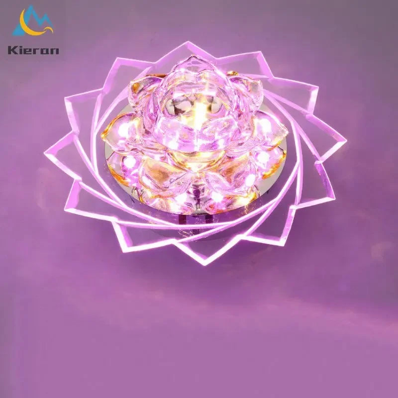 مصباح سقف لوتس كريستال ليد من DecorBites™، إضاءة نورديك ساطعة، طراز عصري