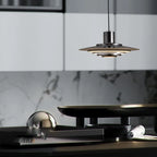 Art Deco White and Silver Aluminum Pendant Light