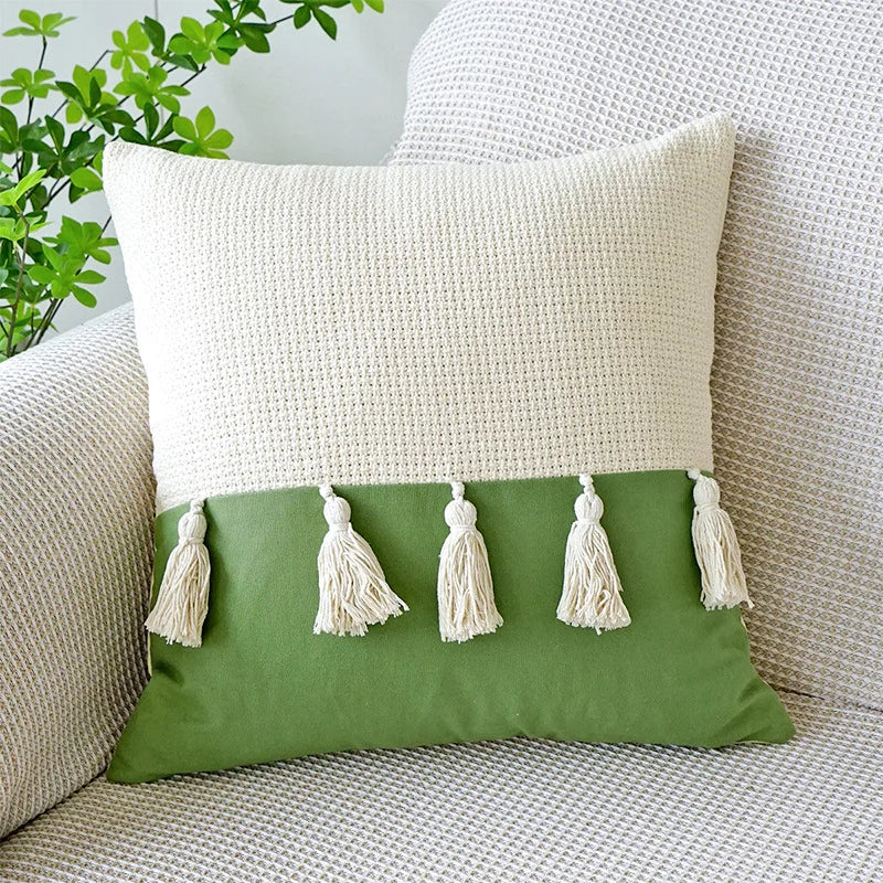 DecorBites™ Green Tulip Embroidery Pillowcase 45X45CM - Sofa Bed Office Car Chair Cover