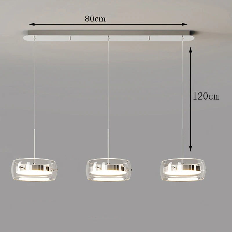 Modern Glass Ring Pendant Light in Iron
