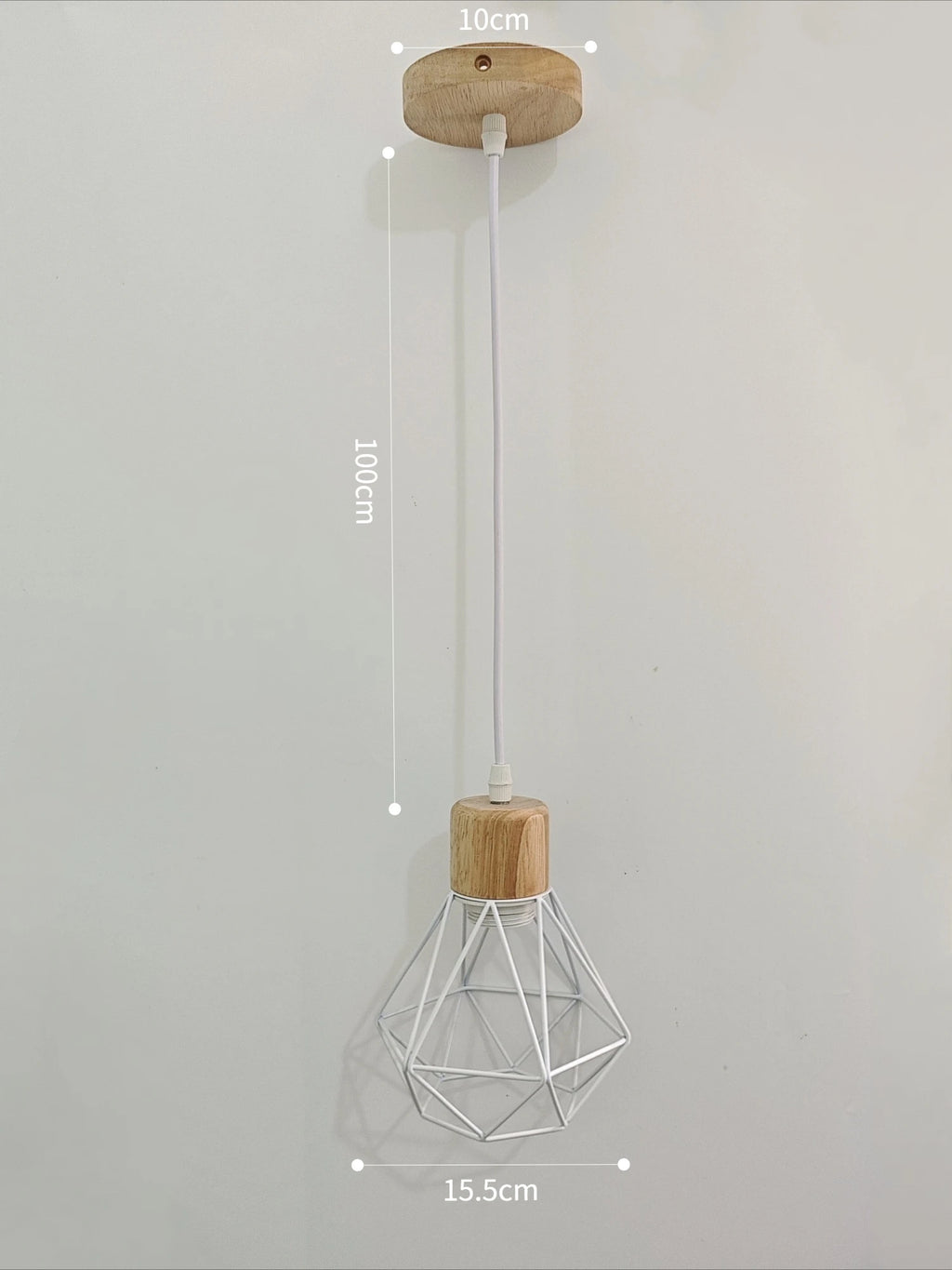 Vintage Black Wood and Iron Cage Pendant Light