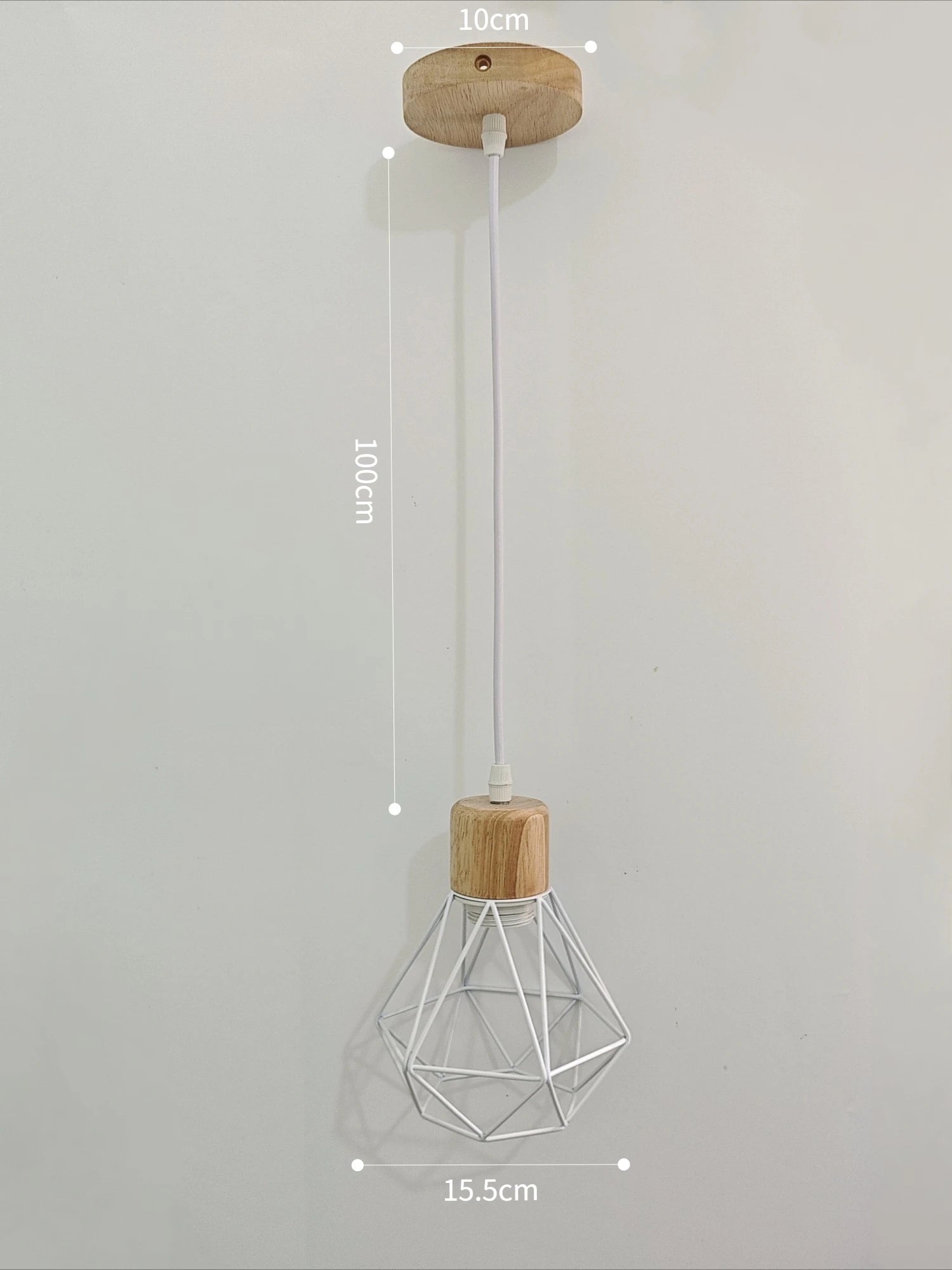 Vintage Black Wood and Iron Cage Pendant Light