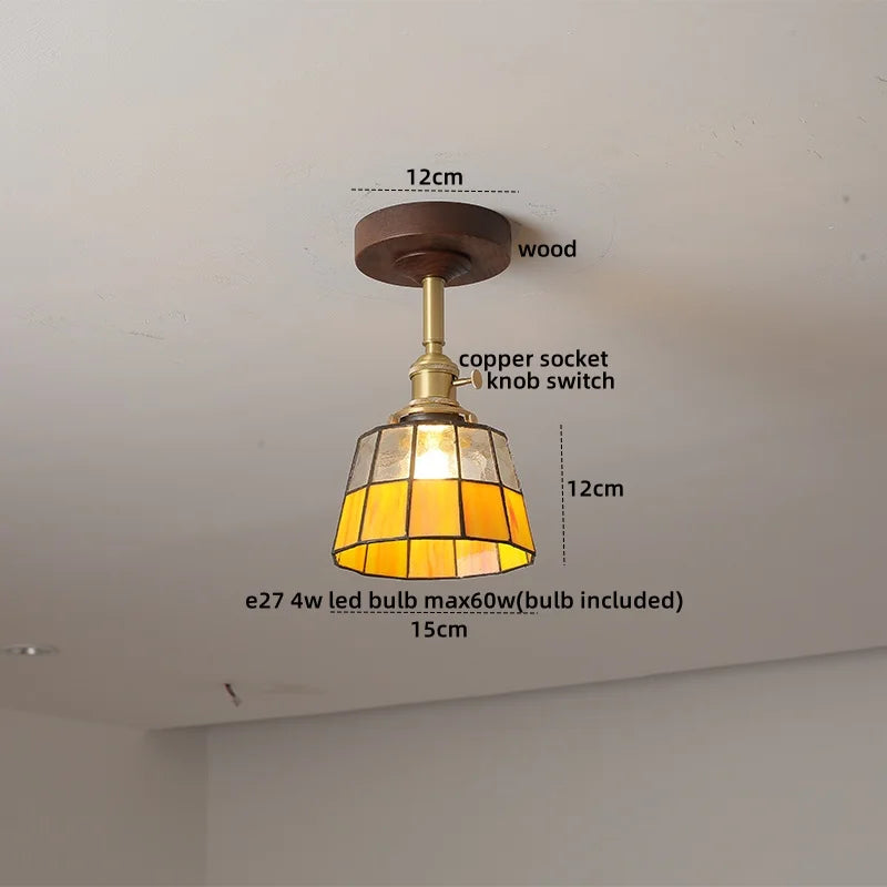 DecorBites™ Glass Wood LED Ceiling Light Nordic Design for Living Room & Corridor