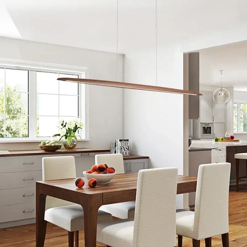 Modern White Wood Linear Pendant Light