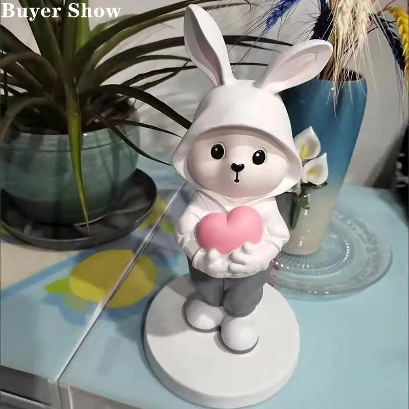 DecorBites™ Cute Rabbit Desk Figurines, Cartoon Home Decor, Nordic Arts, Crafts Supplies