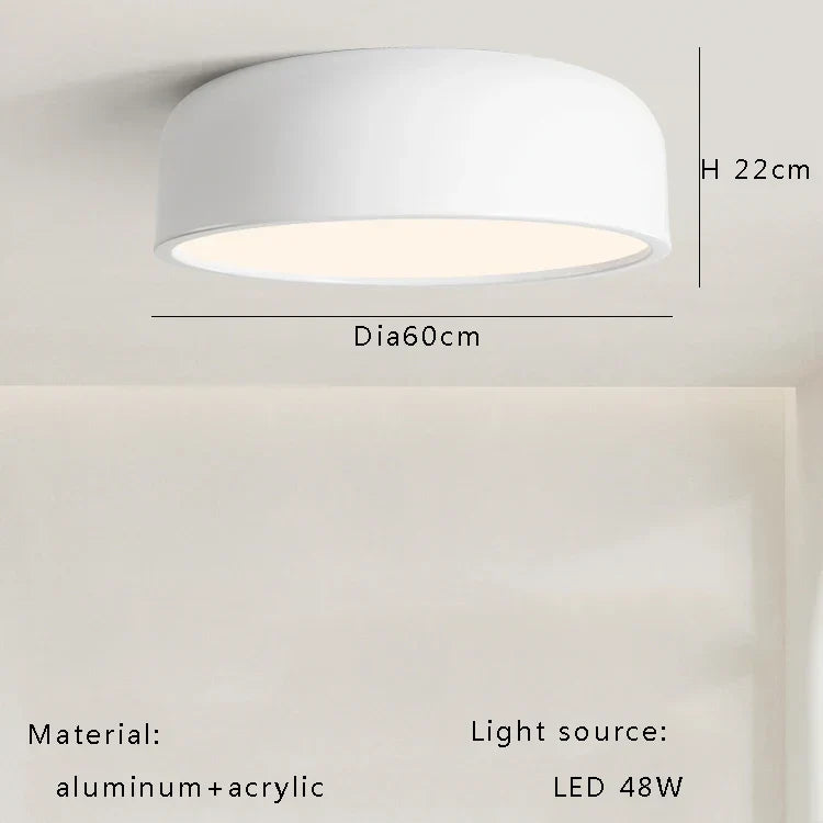 DecorBites™ Italian Minimalist Round LED Ceiling Lamp Black White Bedroom Light