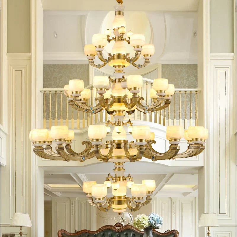 DecorBites™ All Copper Jade Chinese Chandelier: Modern & Simple Living Room Lighting