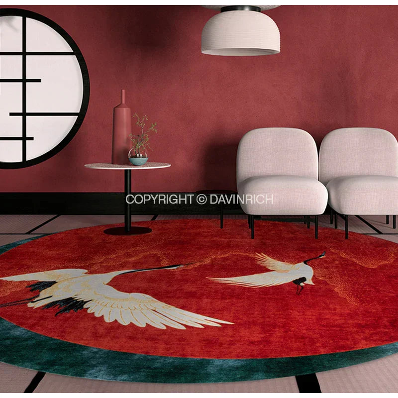 سجاد فاخر ناعم DecoraBites™ برسومات الطيور اليابانية - ديكور منزلي فاخر