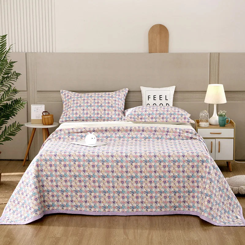DecorBites™ Cotton Double Bedspread Set with Floral Design for Healthy Home Bed Decor