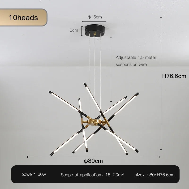 DecorBites™ Black LED Ceiling Chandelier for Nordic Modern Home Decor