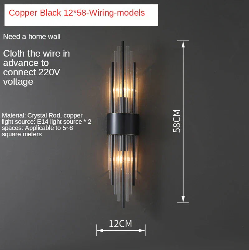 DecorBites™ Crystal Copper Wall Lights: Postmodern Luxe Bedroom & Living Room Lighting