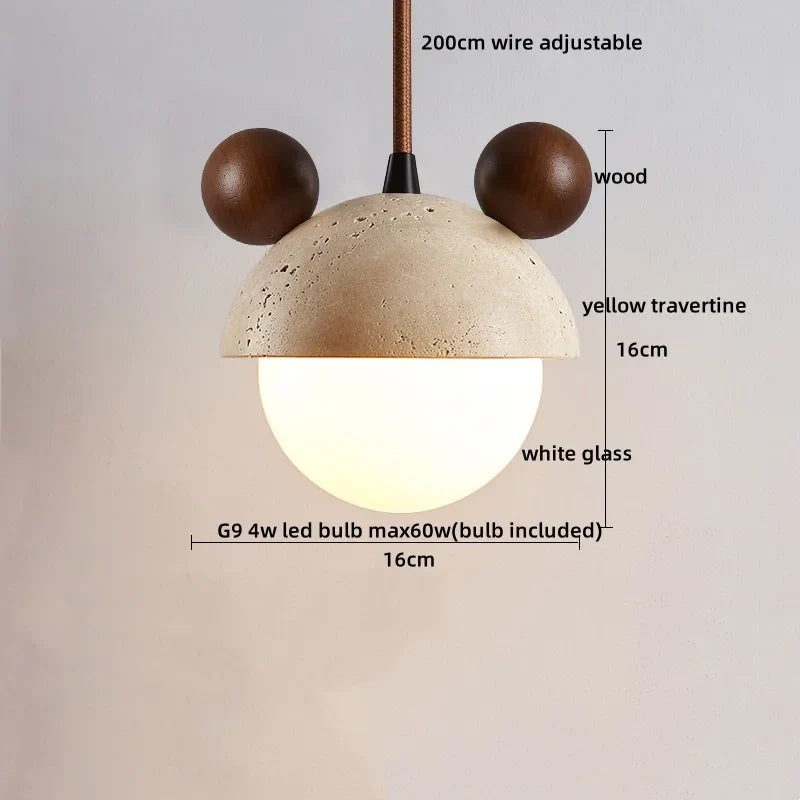 DecorBites™ Adjustable LED Pendant Light - Nordic Modern Yellow Travertine Marble Wood Fixture