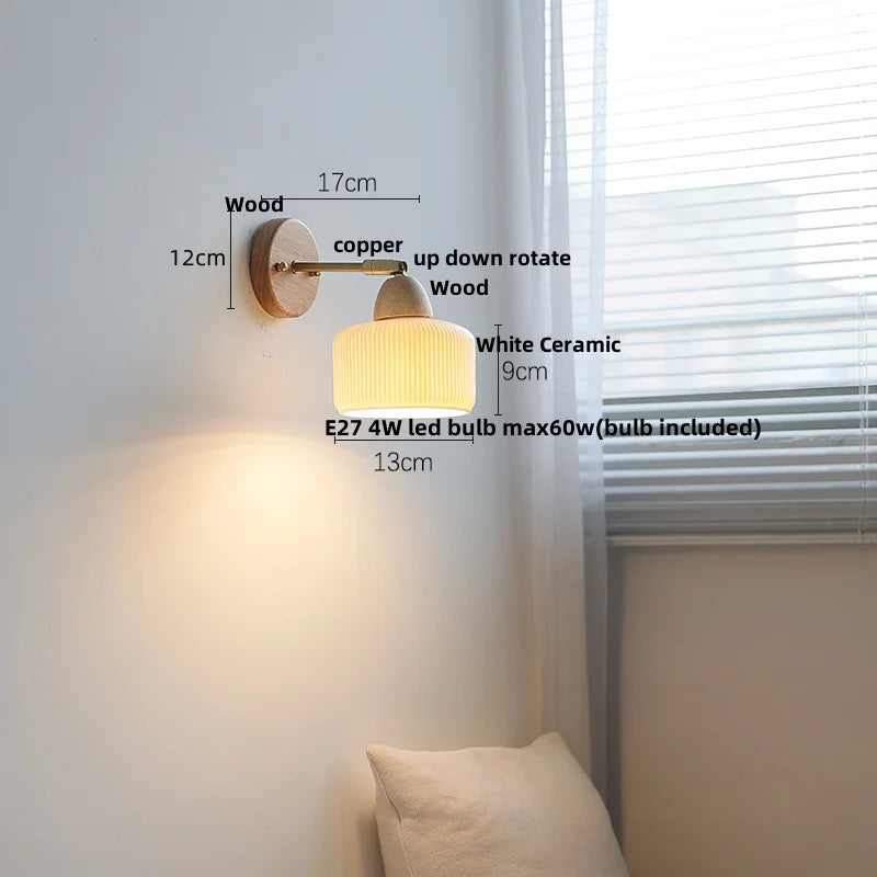 DecorBites™ Ceramic Wood Up Down Rotate LED Wall Sconce Light Fixtures