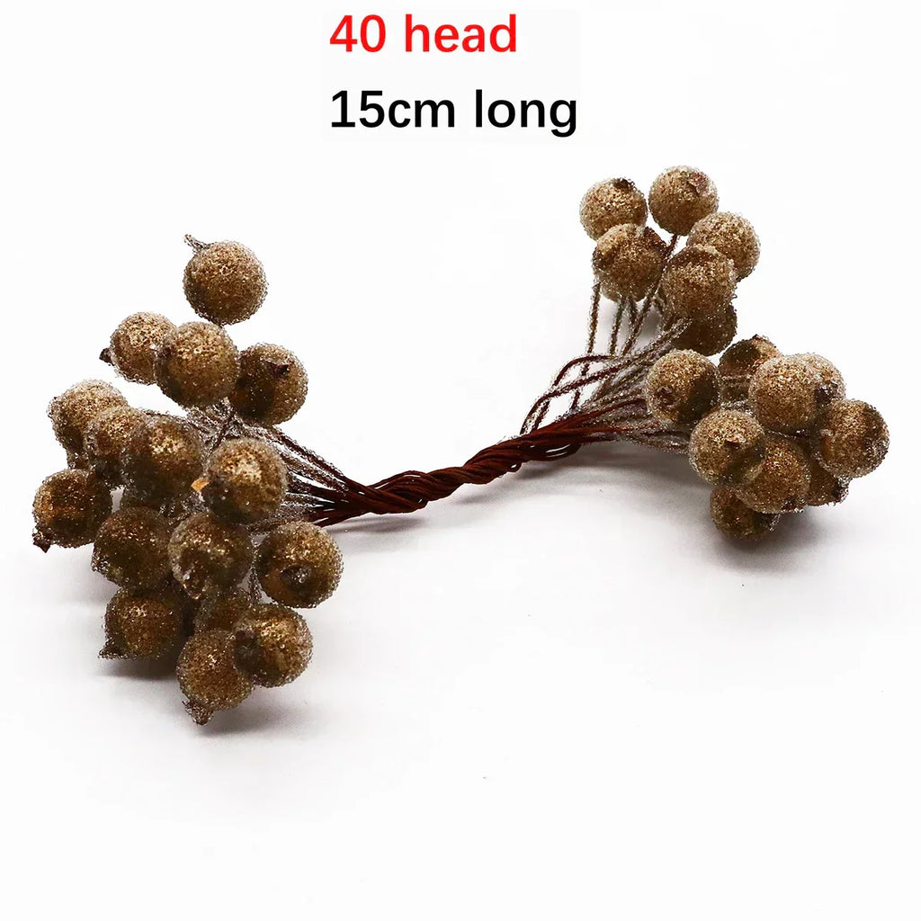 DecorBites™ Gold Hybrid Flower Cherry Stamen Berries Bundle لتزيينك بنفسك