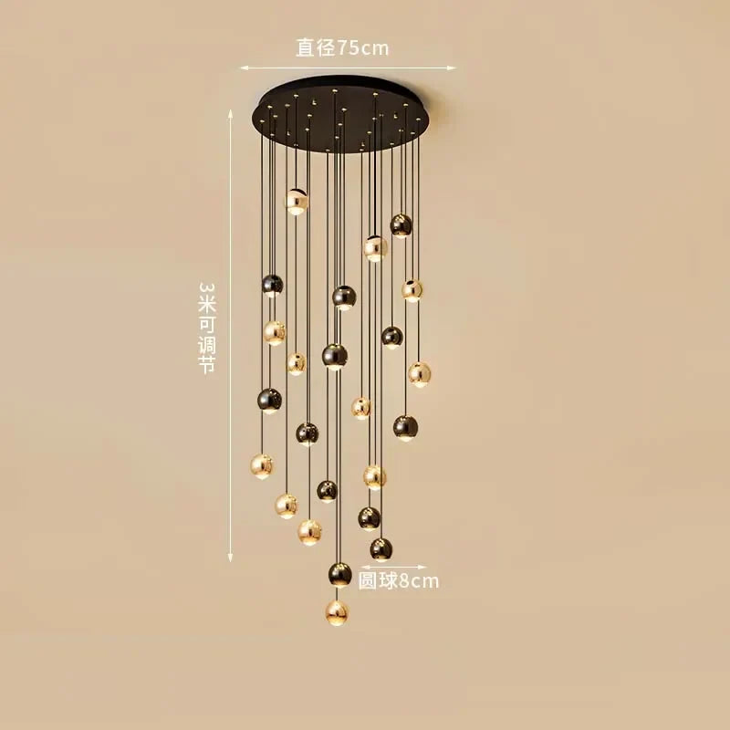 ثريا كريستال كروية ذهبية من DecorBites™ | وحدة إضاءة ديكور فنية حديثة