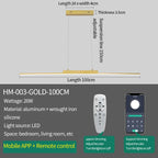 Modern Minimalist LED Pendant Light for Dining Room Adjustable Linear Chandelier in Gold Dimmable Hanging Lamp Fixture for Home