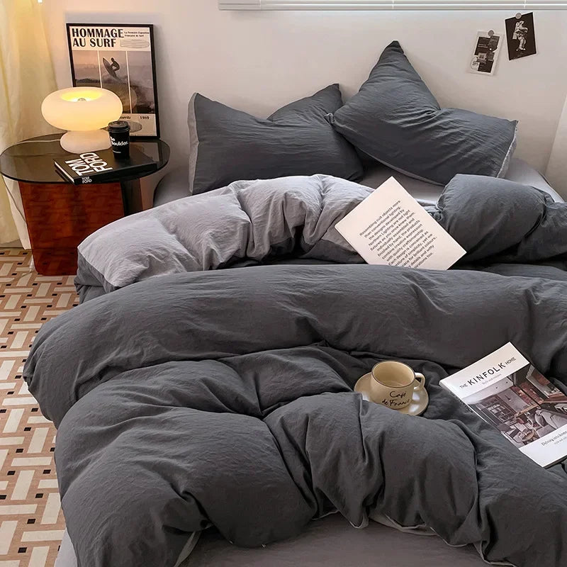 DecorBites™ Cotton Bedding Set: Soft Duvet Sheets, Pillowcases, Comforter Set - All Seasons Comfort