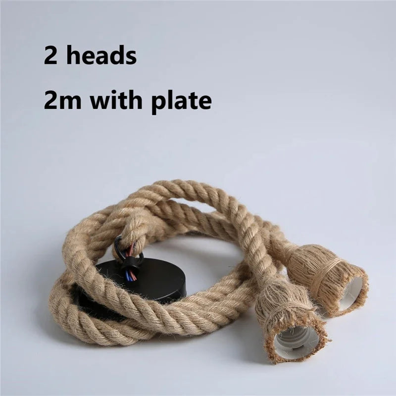 DecorBites™ Hemp Rope Pendant Lights Retro Loft Industrial Hanging Lamp for Living Room Home Decor