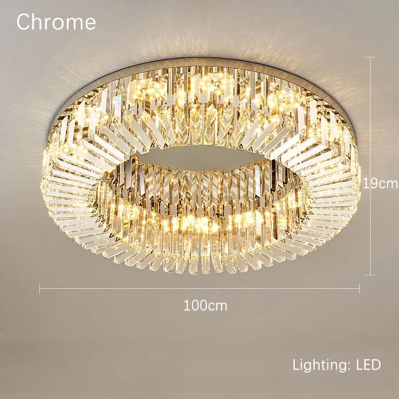 DecorBites™ Crystal Gold LED Ring Ceiling Light - Modern Luxury Home Lighting