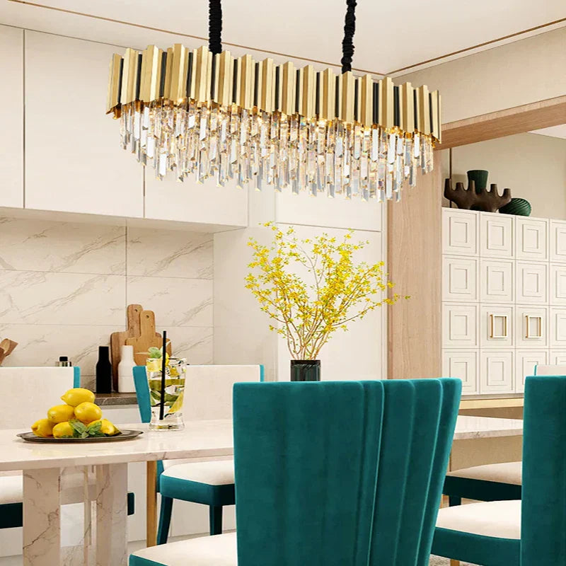 نجفة DecorBites™ الذهبية الكريستالية LED: مصباح إضاءة فاخر وعصري لديكور المنزل