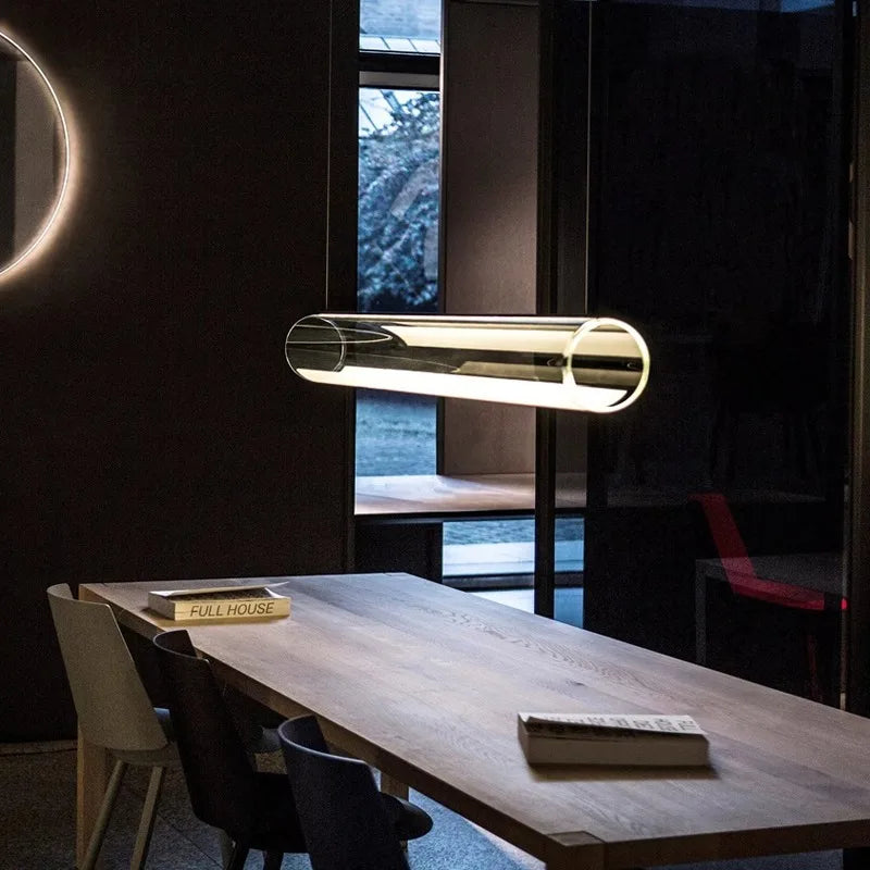 DecorBites™ Clear Glass Cylinder Chandelier - Modern Decorative Indoor Suspension Lamp