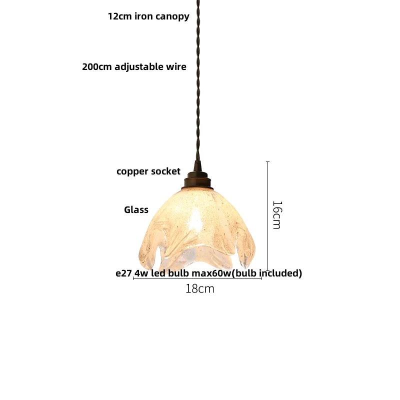 DecorBites™ Blue Glass LED Pendant Lights Adjustable Hanging Lamp Luminaire