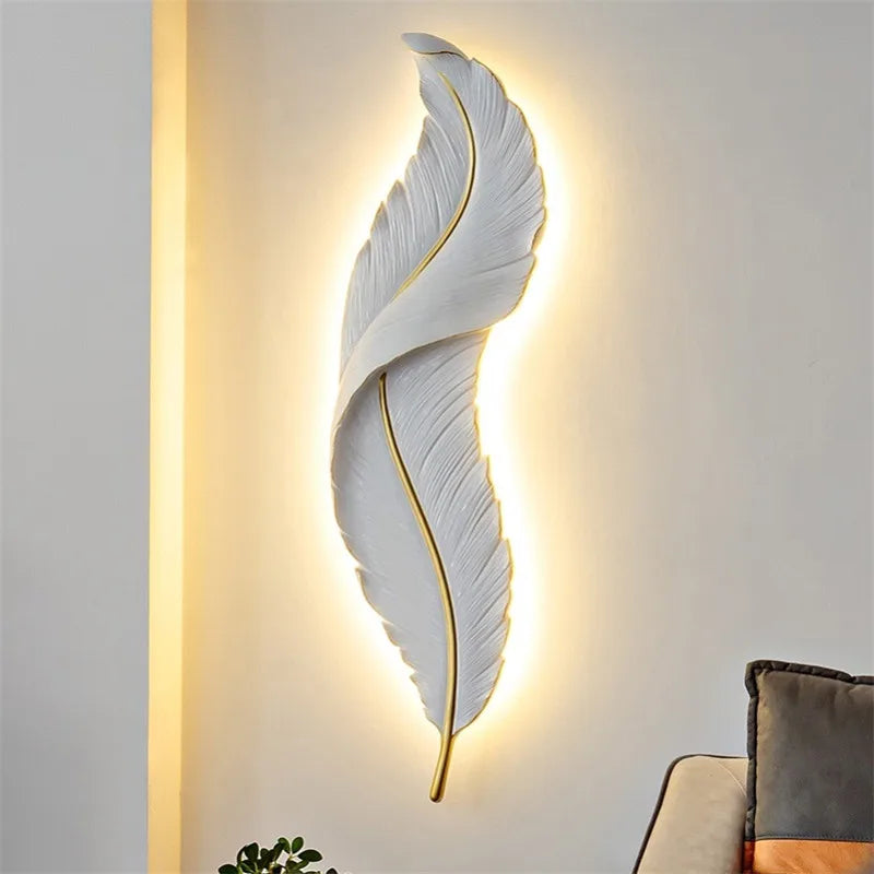 أباليك حائط ريش LED من DecorBites™ لديكور غرف المعيشة والنوم والفنادق والممرات