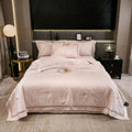 DecorBites™ Eucalyptus Fiber Jacquard Summer Quilt Set with Soft Silky Comforter, Sheet, Pillowcases