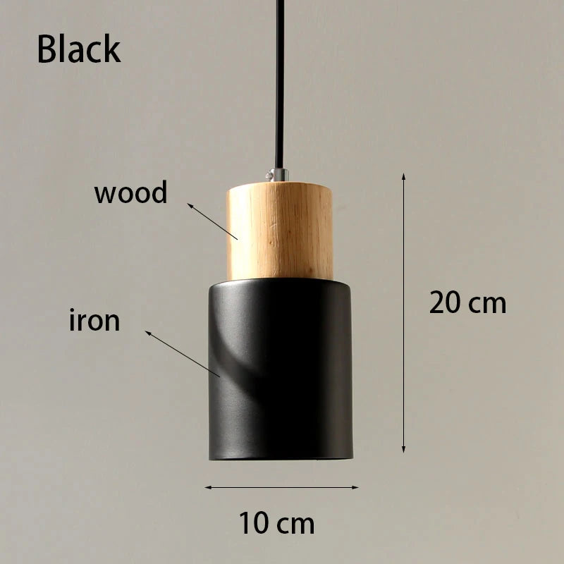 Minimalist Nordic Wood and Metal Single Pendant Light