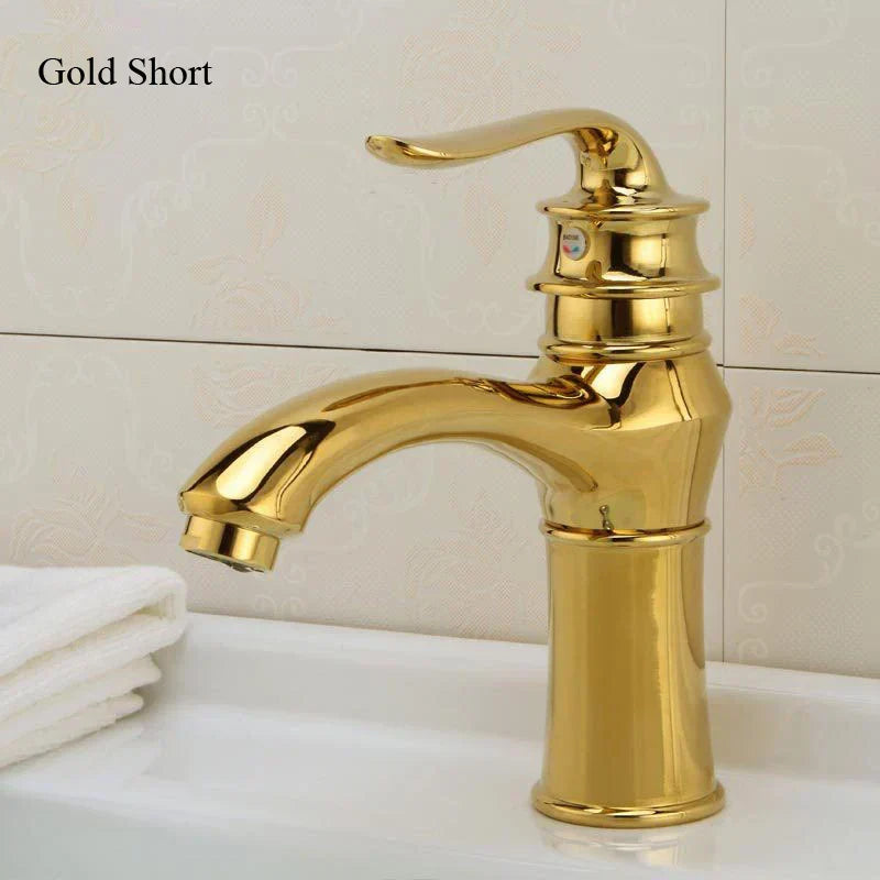 DecorBites™ صنبور حوض ذهبي، خلاط حوض حمام حديث بمقبض واحد، إكسسوارات مطبخ