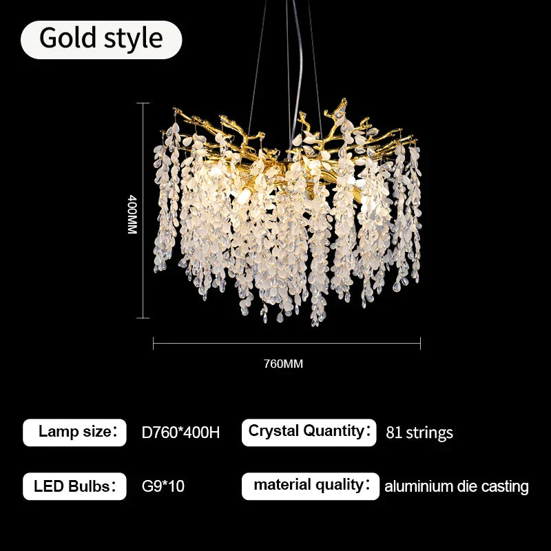 DecorBites™ Crystal Branch Chandelier: Elegant LED Ceiling Light for Living/Dining Room & Foyer