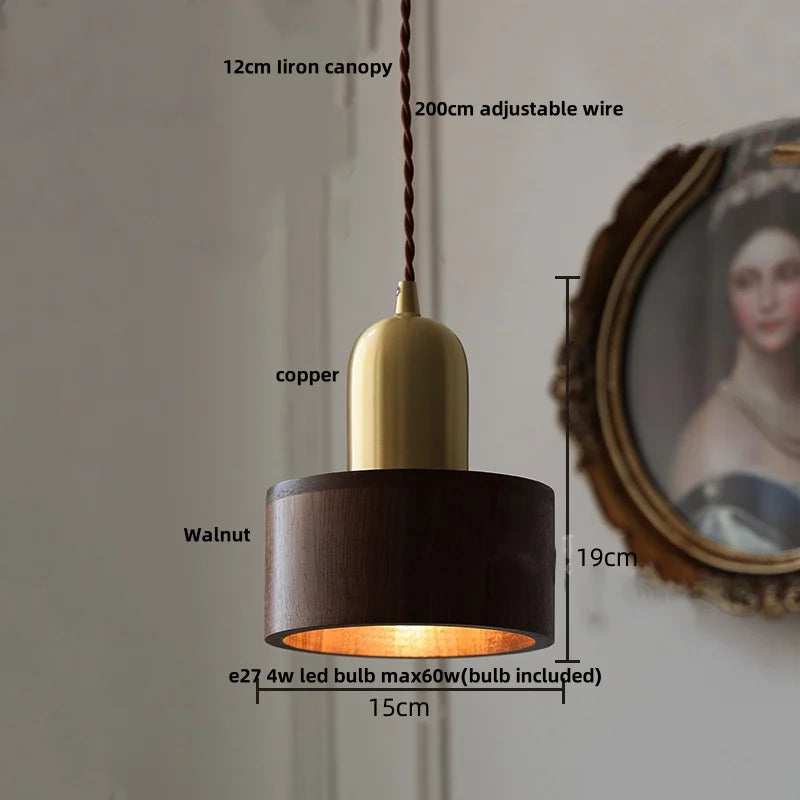 DecorBites™ Ash Wood LED Pendant Lamp Adjustable Hanging Lights Luminaire