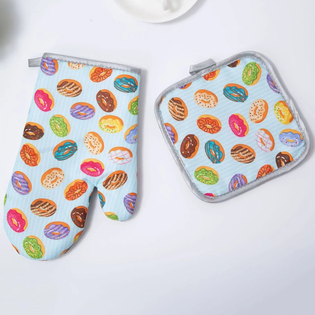 DecorBites™ Cotton Kitchen Baking Microwave Gloves for Heat Resistant Baking Oven Safety
