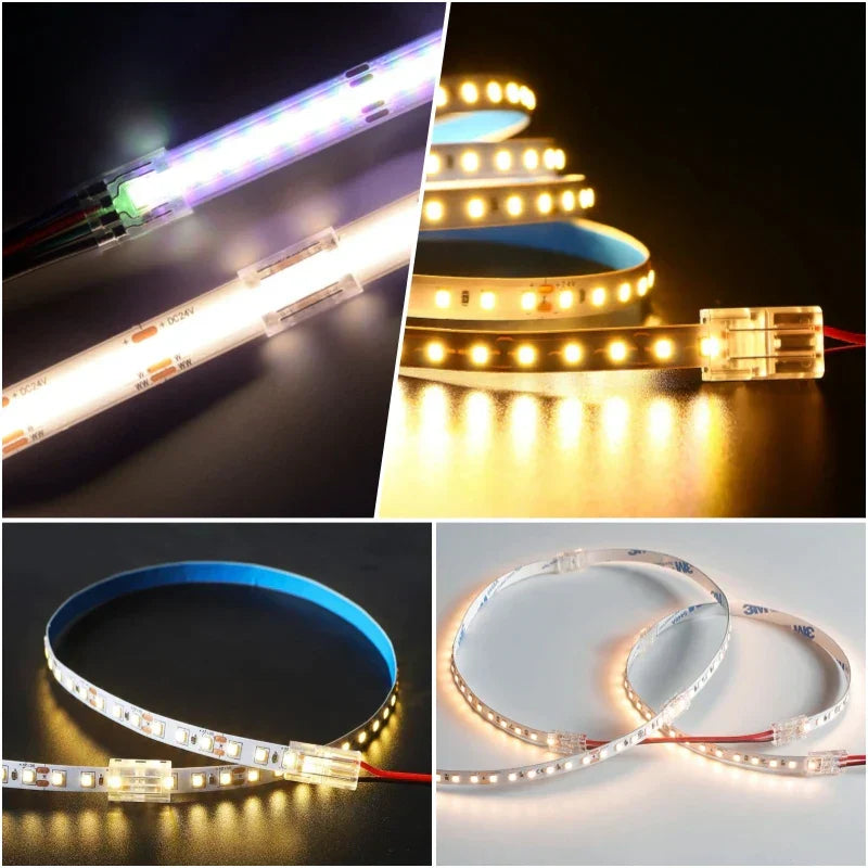 DecorBites™ موصلات شريط COB LED ثنائية السن لشرائط الإضاءة 2835 5050 SMD، بمشبك تثبيت بزاوية 90 درجة