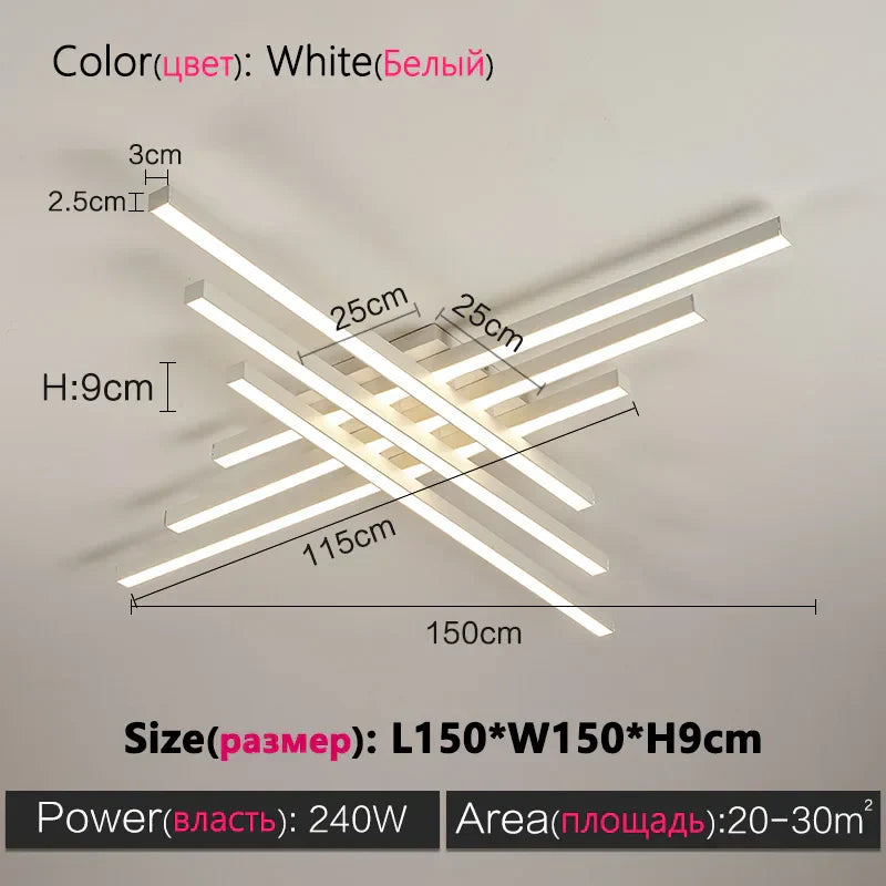 DecorBites™ Black Chandelier LED Ceiling Lamp: Nordic Minimalist Square Living Room & Bedroom Lights