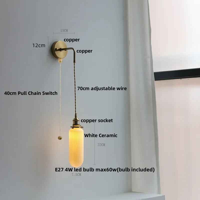 DecorBites™ Adjustable LED Wall Light Clear Glass Copper Bedside Lamp