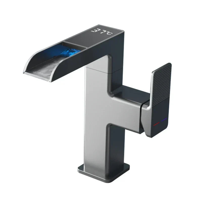 DecorBites™ LED Waterfall Basin Faucet with Temperature Display - 360° Rotation
