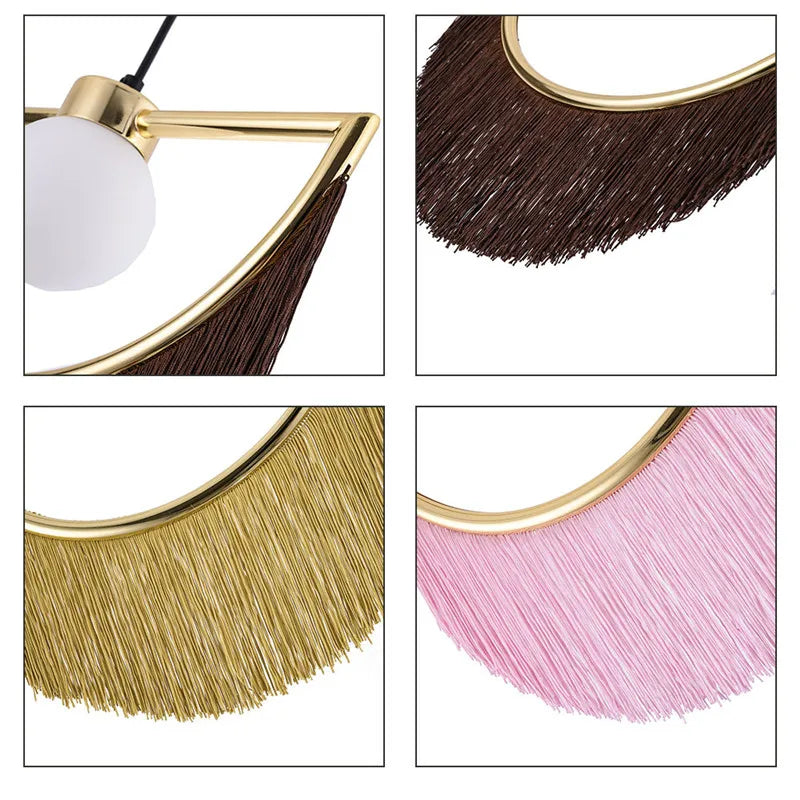 DecorBites™ Coloured Tassel Glass Ball Pendant Light for Boho Minimalist Style Bedroom & Restaurant