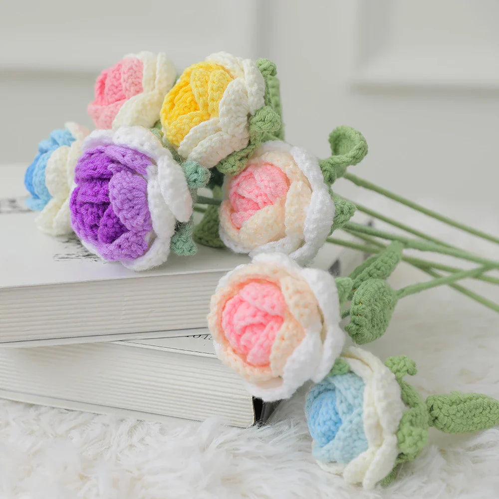باقة ورد منسوجة DecorBites™ لافعلها بنفسك هدية كروشيه لعيد الأم أو الزفاف