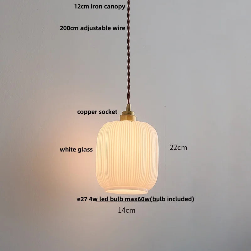 DecorBites™ Copper White Glass LED Pendant Lamp for Modern Living Room Decor
