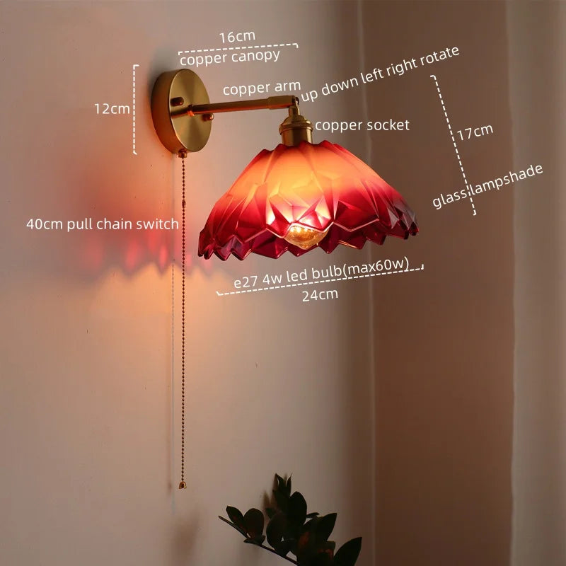 مصباح جداري زجاجي نحاسي LED على الطراز الياباني من DecorBites™ للمطاعم والبارات وغرف النوم والحمامات