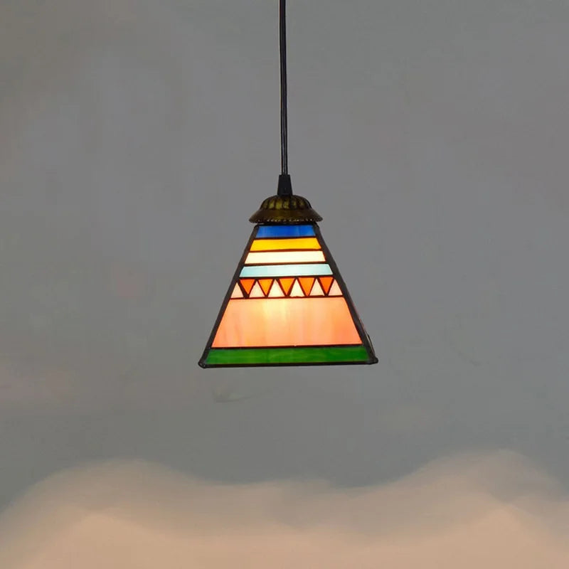 Mediterranean Mosaic Stained Glass Pendant Light